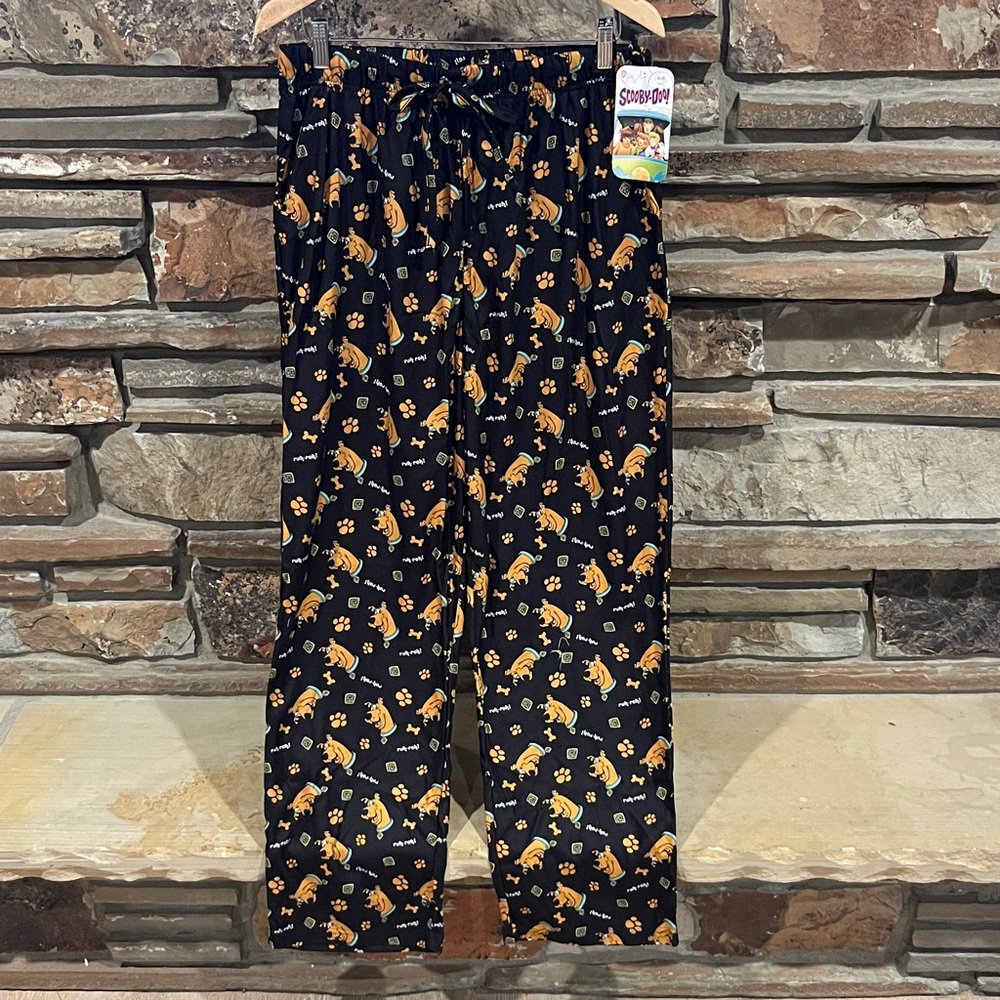 Scooby-Doo Ruh-Roh Black and Tan All Over Print Pajama Lounge Pants PJammy
